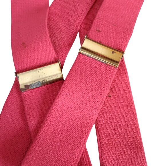 Vintage Boys Suspenders Red Elastic & Leather Button-On  Leather Togs 1950's - Picture 2 of 5